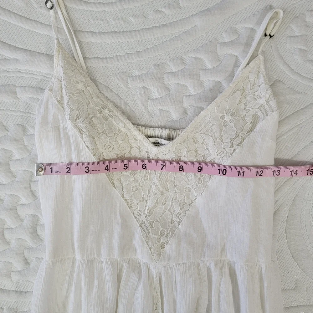 Abercrombie And Fitch White Lace Gauzy Maxi Dress Party Casual Bride Size Medium